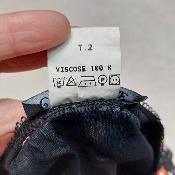 Vintage Chic Fille Women's Black Floral Knee Length Skirt Size S - Picture 7 of 7